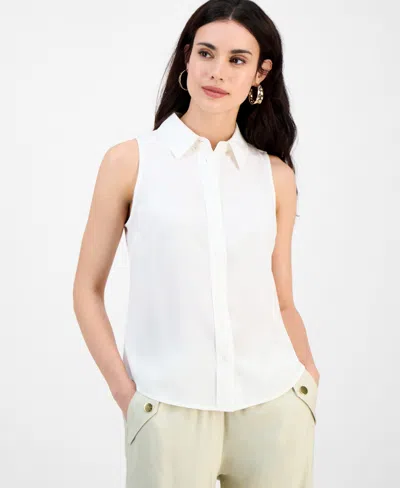 Inc International Concepts Petite Spread-collar Button-front Top, Exclusively At Macy's