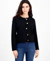 Inc International Concepts Petite Structured Long-sleeve Sweater Jacket, Macy's Exclusive In Black