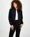 Inc International Concepts Petite Studded Zip-front Jacket, Macy's Exclusive In Black