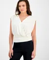 Inc International Concepts Petite Surplice-neck Sleeveless Top, Exclusively At Macy's In Vintage Cream