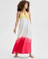 Inc International Concepts Petite Tie-dyed Linen-blend Maxi Dress, Exclusively At Macy's In Multi