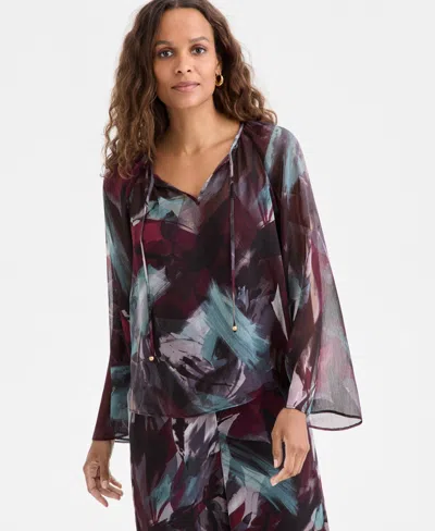 Inc International Concepts Petite Tie-front Top, Macy's Exclusive In Multi
