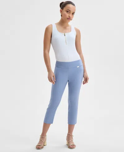 Inc International Concepts Petite Tummy-control Pull-on Capri Pants, Created For Macy's In Blue