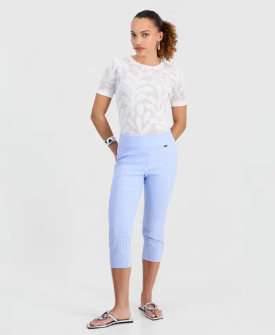 Inc International Concepts Petite Tummy-control Pull-on Capri Pants, Created For Macy's In Blue