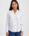 Inc International Concepts Women's Collared Button-down Blouse, Created For Macy's In Bright White