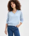 Inc International Concepts Petite V-neck Sweater, Exclusively At Macy's In Frozen Blue