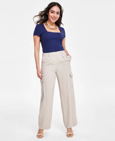 Inc International Concepts Petite Wide-leg Cargo Pants, Created For Macy's In Toasted Twine