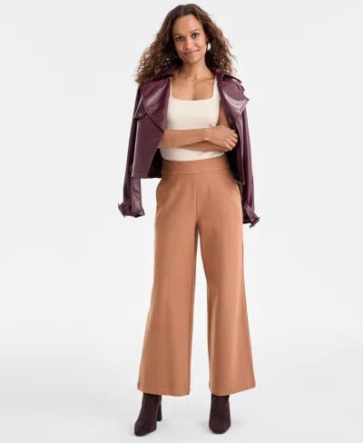 Inc International Concepts Petite Wide-leg Pants, Macy's Exclusive In Brown