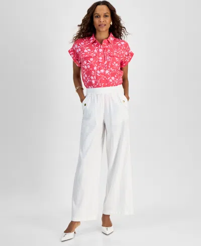 Inc International Concepts Petite Wide-leg Pull-on Pants, Exclusively At Macy's In Bright White