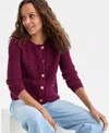 Inc International Concepts Petite Rhinestone-button Cardigan, Macy's Exclusive In Purple