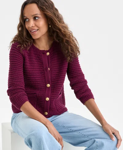 INC INTERNATIONAL CONCEPTS PETITE YARN-BLEND BUTTON-DOWN CARDIGAN SWEATER, CREATED FOR MACY'S
