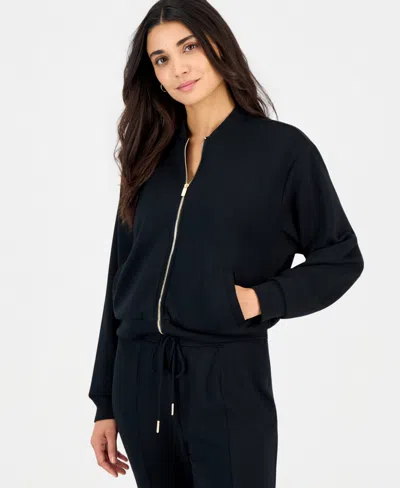 Inc International Concepts Petite Zip-up Bomber Jacket, Macy's Exclusive In Blue