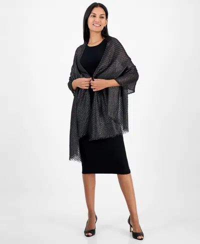 Inc International Concepts Pleated Shine Wrap Scarf, Exclusively At Macy's In Black