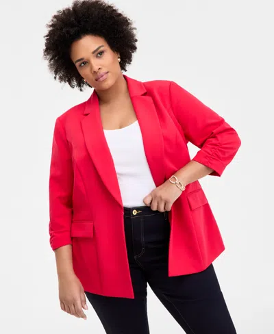 Inc International Concepts Plus Size 3/4-sleeve Blazer, Created For Macy's In Pink