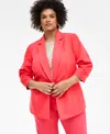 Inc International Concepts Plus Size 3/4-sleeve Blazer, Created For Macy's In Starfish Pink
