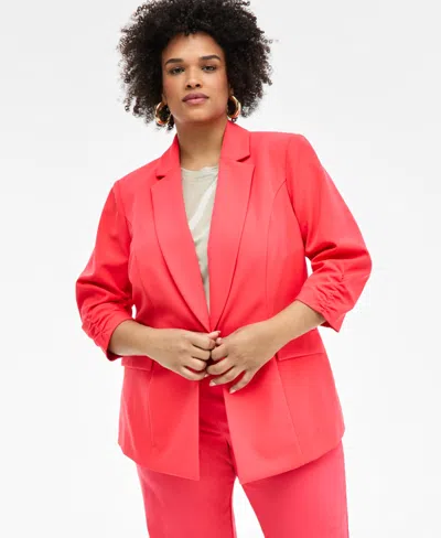 Inc International Concepts Plus Size 3/4-sleeve Blazer, Created For Macy's In Starfish Pink