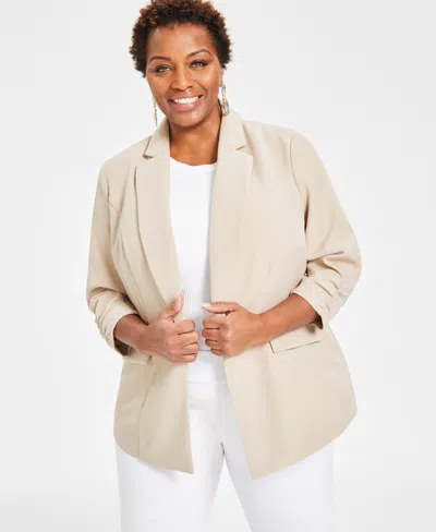 Inc International Concepts Plus Size 3/4-sleeve Blazer, Created For Macy's In Toasted Twine