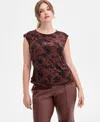Inc International Concepts Plus Size Boat-neck Top, Macy's Exclusive In Brown