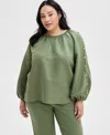 Inc International Concepts Plus Size Mid-rise Pull-on Straight-leg Pants, Created For Macy's In Olivine