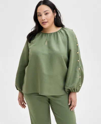 Inc International Concepts Plus Size Mid-rise Pull-on Straight-leg Pants, Created For Macy's In Olivine