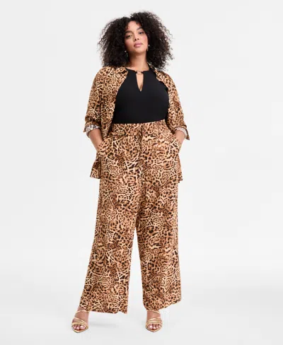 Inc International Concepts Plus Size Cheetah Printed High-rise Pants, Exclusively At Macy's In Animal Print