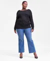 Inc International Concepts Plus Size Chevron Stitch Sweater, Macy's Exclusive In Multi