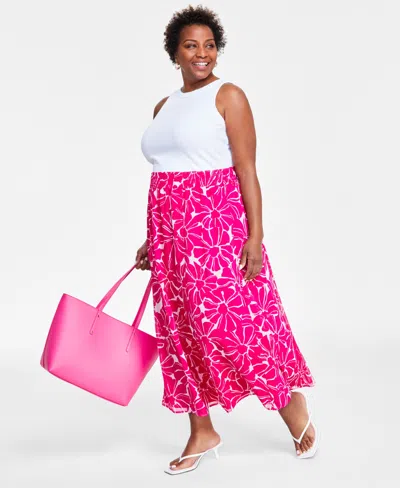 Inc International Concepts Plus Size Chiffon Maxi Skirt, Created For Macy's In Tala Bloom
