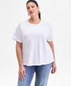 Inc International Concepts Plus Size Cotton Floral-soutache Top, Macy's Exclusive In White