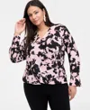 Inc International Concepts Women's Floral-print Surplice-neck Blouse, Exclusively At Macy's In Nila Bouquet