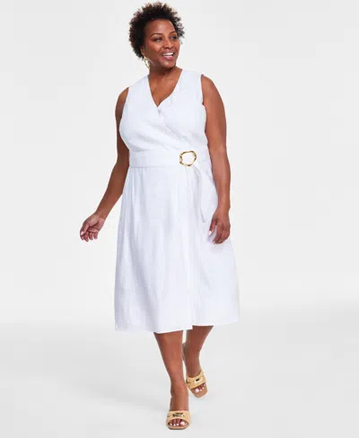 Inc International Concepts Plus Size D-ring Midi Dress, Created For Macy's In Bright White