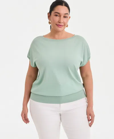 Inc International Concepts Plus Size Dolman-sleeve Sweater, Macy's Exclusive In Blue