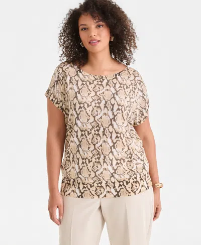 Inc International Concepts Plus Size Dolman-sleeve Sweater, Macy's Exclusive In Neutral