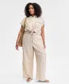 Inc International Concepts Plus Size Drawstring-waist Wide-leg Cargo Pants, Exclusively At Macy's