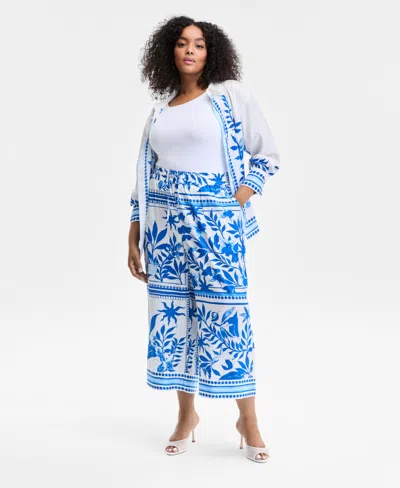 Inc International Concepts Plus Size Drawstring Wide-leg Pants, Exclusively At Macy's