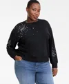 Inc International Concepts Plus Size Embellished Sweatshirt, Macy's Exclusive In Black