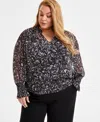 Inc International Concepts Plus Size Femme Printed Blouse, Exclusively At Macy's In Stella Sky