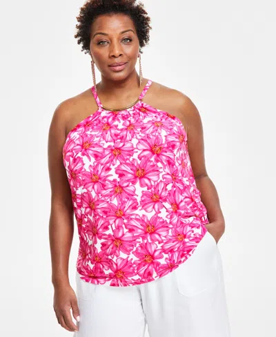 Inc International Concepts Plus Size Floral-print Halter Top, Created For Macy's In Keeley Blooms