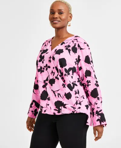 Inc International Concepts Women's Printed Asymmetrical One-shoulder Top, Exclusively At Macy's In Tara Rose