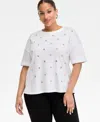 Inc International Concepts Womens Short Sleeve Grommet Top Xs 3x Macys Exclusive In Animal Print