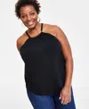 INC INTERNATIONAL CONCEPTS PLUS SIZE HARDWARE-TRIM HALTER TOP, CREATED FOR MACY'S