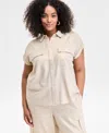 Inc International Concepts Plus Size Hidden-placket Pocket Shirt, Exclusively At Macy's