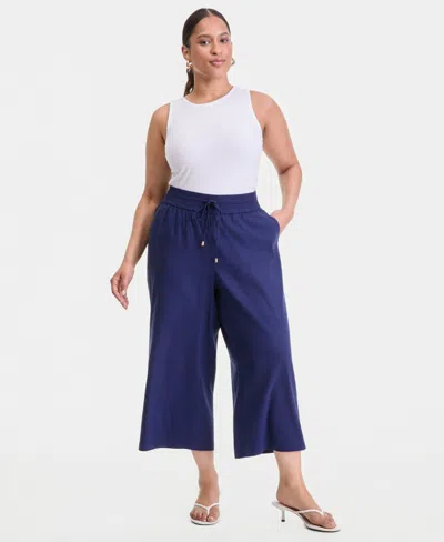 Inc International Concepts Plus Size High Rise Cropped Wide Leg Pants, Macy's Exclusive In Multi