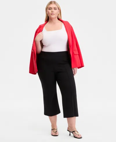 Inc International Concepts Plus Size High Rise Pull-on Ponte Pants, Macy's Exclusive In Black