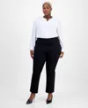 Inc International Concepts Plus Size High-rise Slim-fit Ankle Pants, Macy's Exclusive In Black
