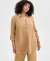 Inc International Concepts Plus Size Linen-blend Tunic, Exclusively At Macy's In Warm Toffee