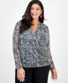Inc International Concepts Plus Size Mesh Draped Top, Macy's Exclusive In Multi