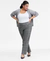 Inc International Concepts Plus Size Mid-rise Jacquard Pants, Macy's Exclusive In Multi