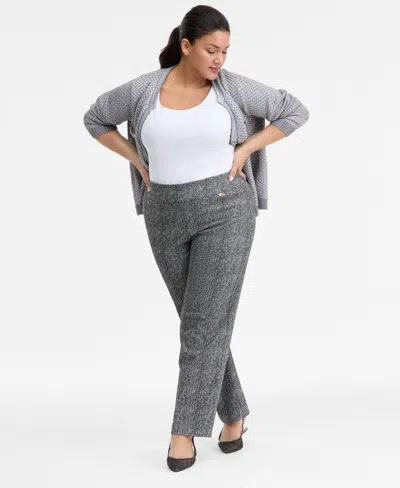 Inc International Concepts Plus Size Mid-rise Jacquard Pants, Macy's Exclusive In Multi