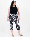 Inc International Concepts Plus Size Printed Pull-on Capri Pants, Exclusively At Macy's