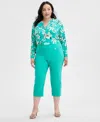 Inc International Concepts Plus Size Mid-rise Pull-on Capri Pants, Created For Macy's In Green